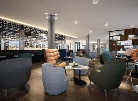 Lounge + Bar – Motel One Dresden Palaisplatz<br>Projekt: Motel One
